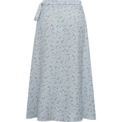 Peony Wrap Skirt - Light Blue/Off White