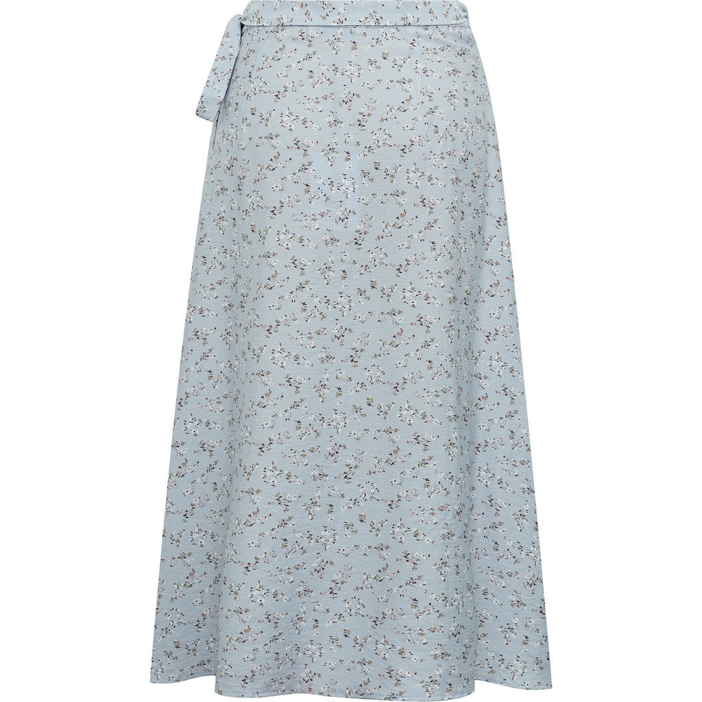 Peony Wrap Skirt - Light Blue/Off White