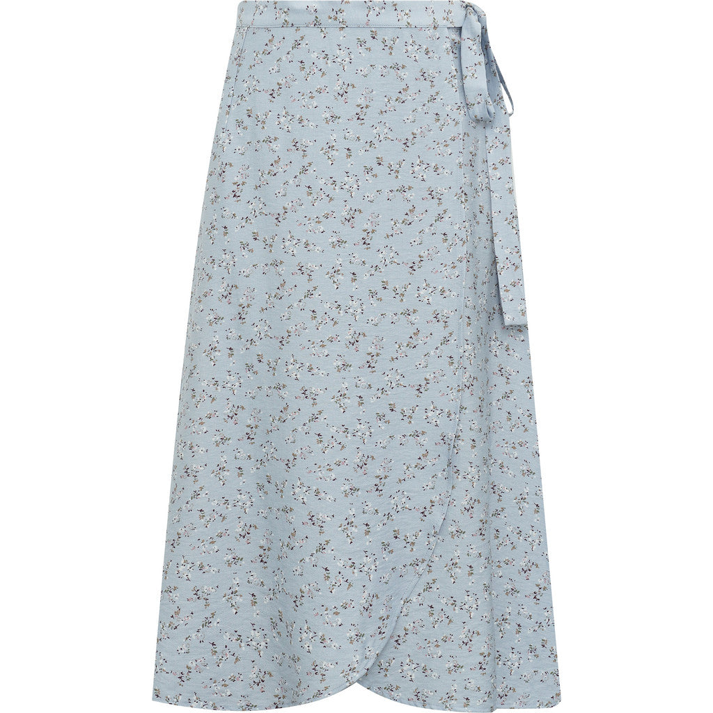 Peony Wrap Skirt - Light Blue/Off White
