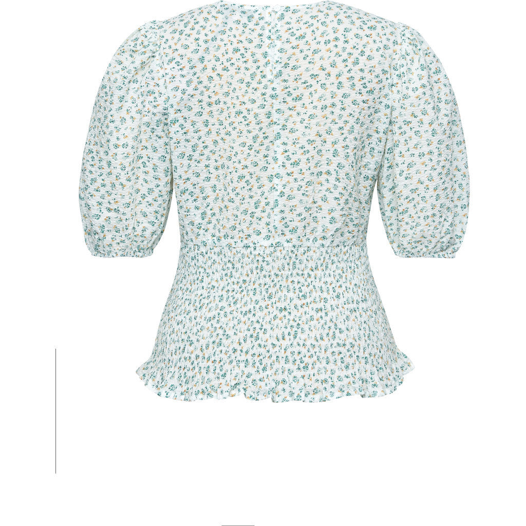 Dalena Blouse - White/Green