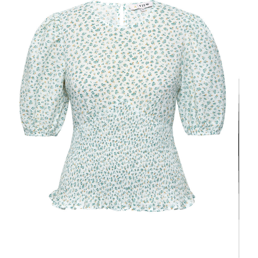 Dalena Blouse - White/Green