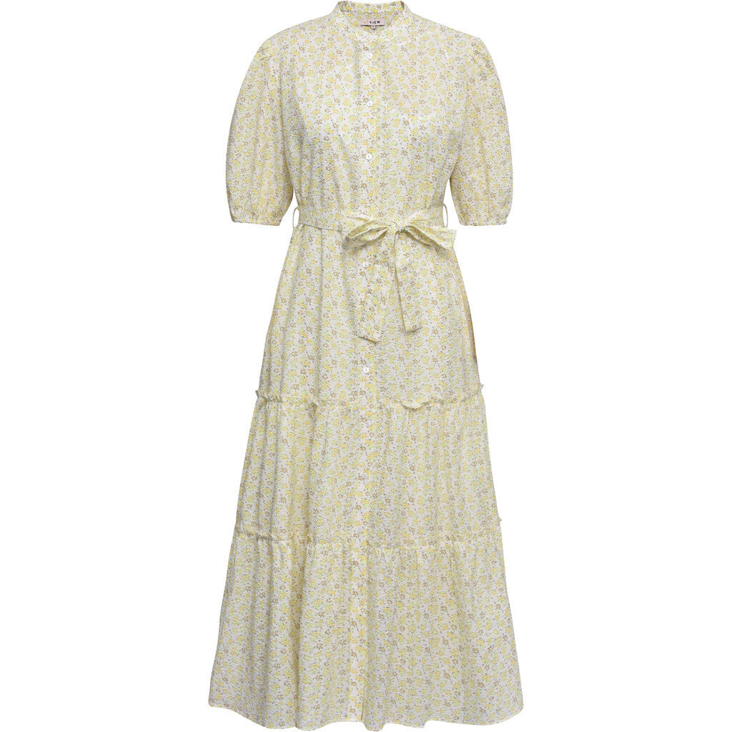 Kate Short Sleeve Long Dress - Pale Yellow