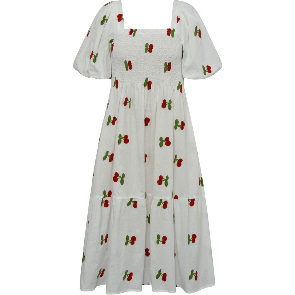 Cheri Fruit Dress - Vit/Röd