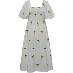 Cheri Fruit Dress - White/Yellow