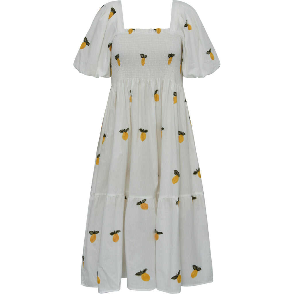 Cheri Fruit Dress - Vit/Gul