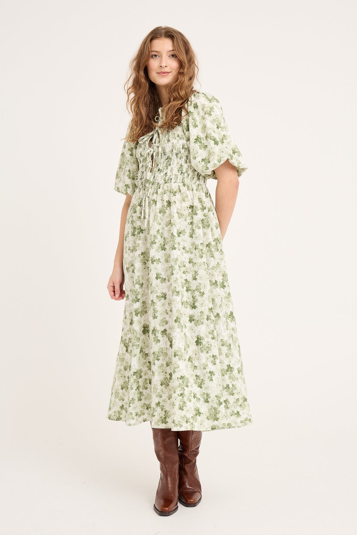 Tabita Dress - Green/White