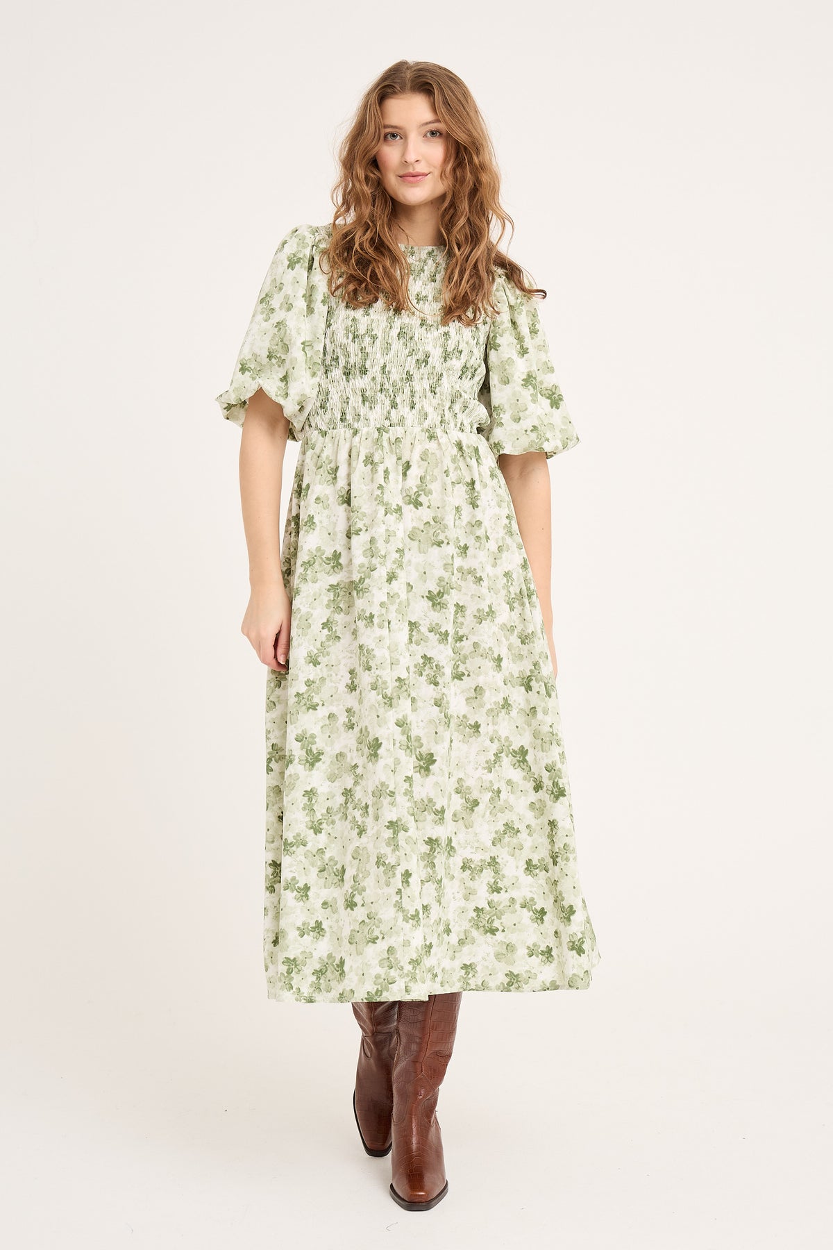 Tabita Dress - Green/White