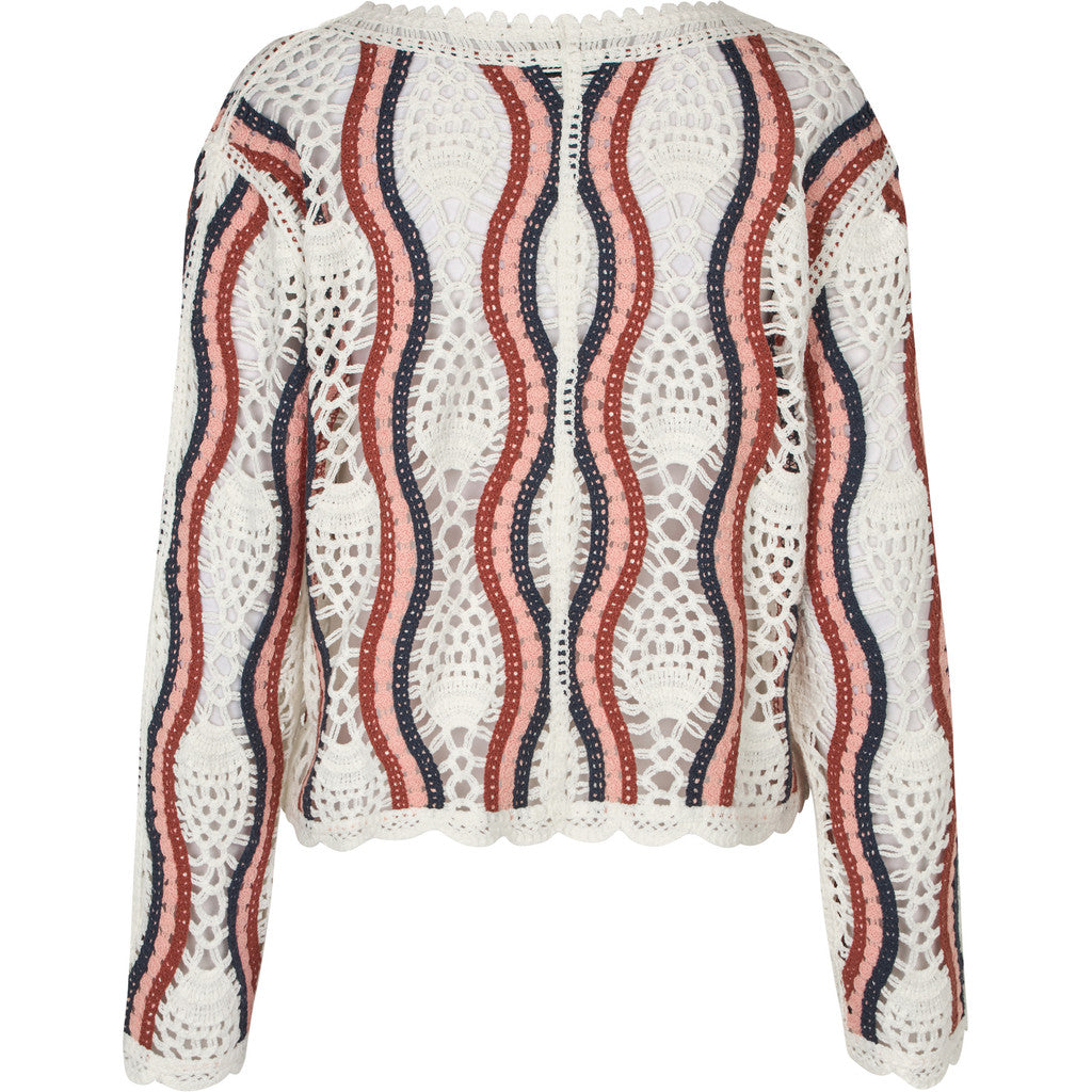 California Crochet Blouse - Vit/Persika/Marinblå