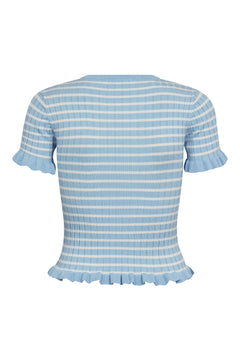 Fabi Knit Top - Light Blue/White Stripe