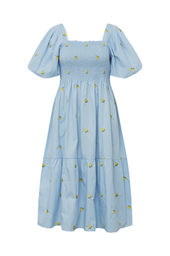 Cheri Fruit Dress - Light Blue/Yellow