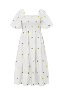 Cheri Fruit Dress - White/Yellow