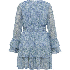 Florella Short Dress - Blue/Off White