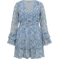 Florella Short Dress - Blue/Off White