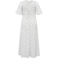 Tabita Dot Dress - White With Black Dots
