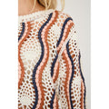 California Crochet Blouse - Vit/Persika/Marinblå