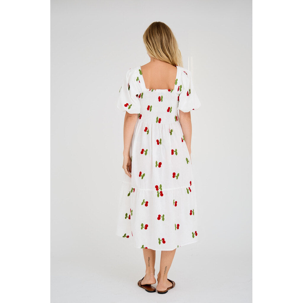 Cheri Fruit Dress - Vit/Röd