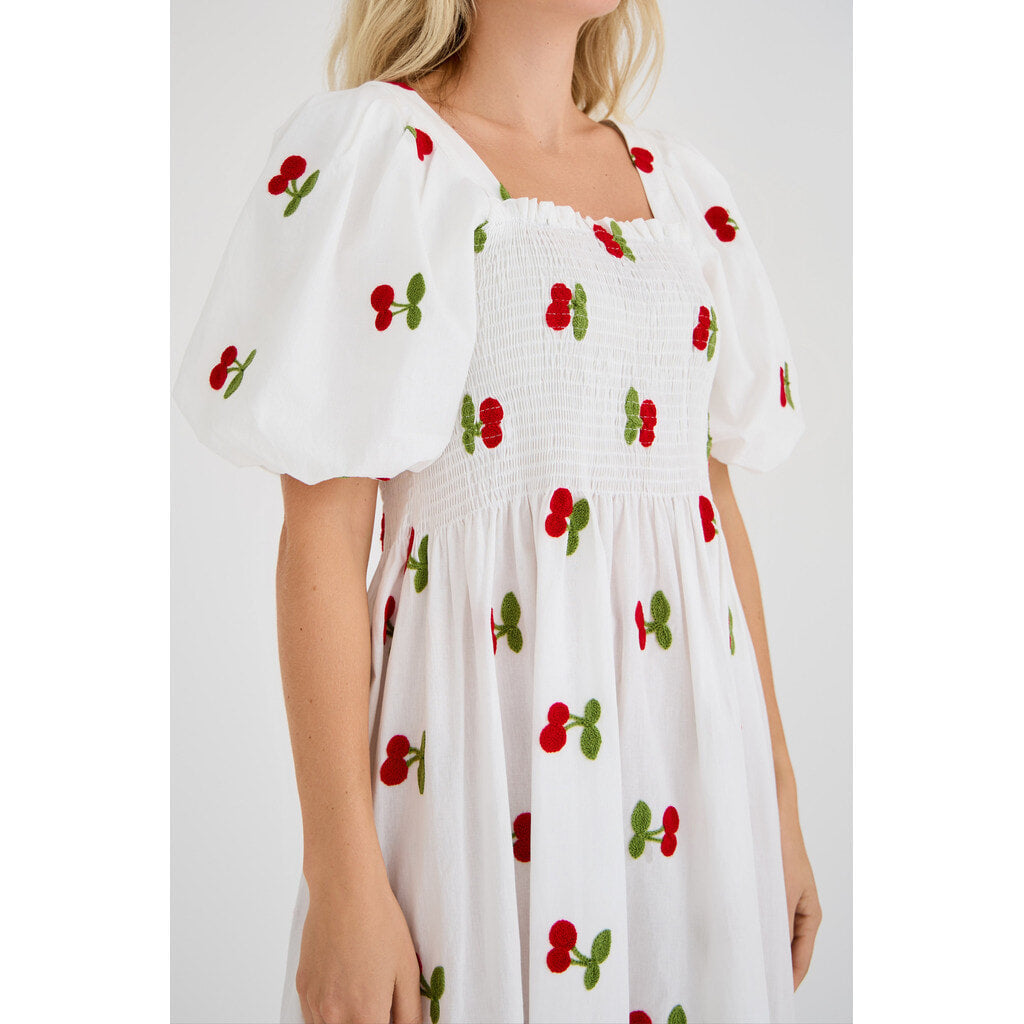 Cheri Fruit Dress - Vit/Röd