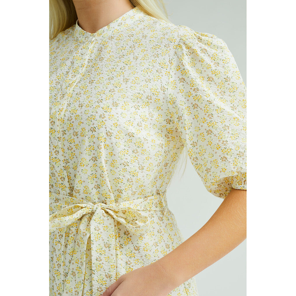 Kate Short Sleeve Long Dress - Pale Yellow