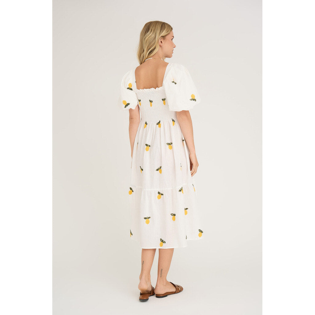 Cheri Fruit Dress - Vit/Gul