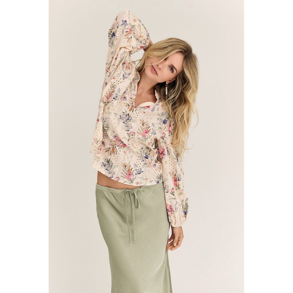 Grete Blus - Sand/Dusty Green