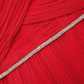 Chiffon Off Shoulder Midi Dress - Red