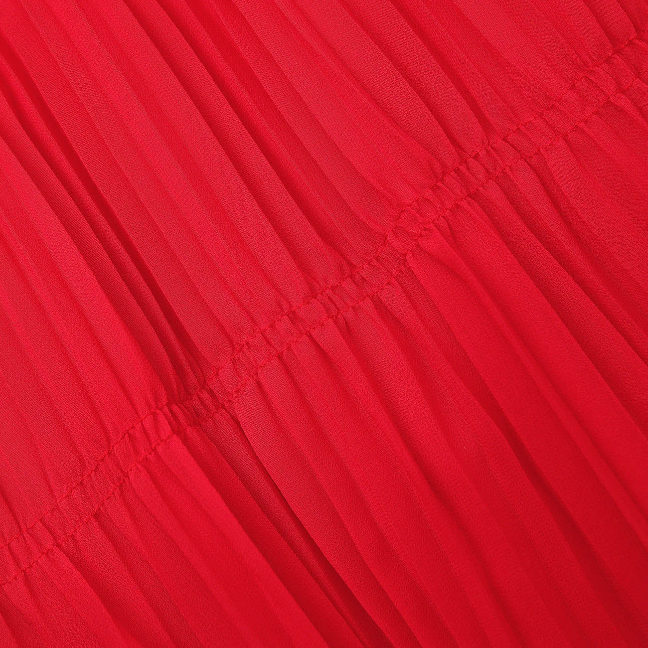 Chiffon Off Shoulder Midi Dress - Red