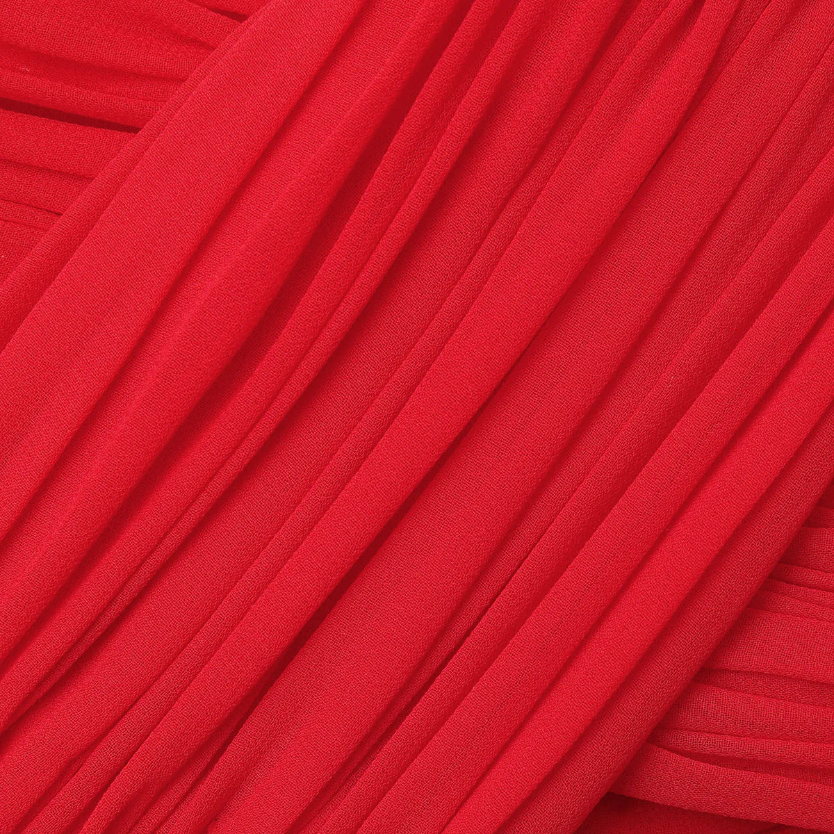 Chiffon Off Shoulder Midi Dress - Red