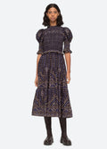 Delphine Pucker Cotton Puff Slv Smocked Dress - Blue