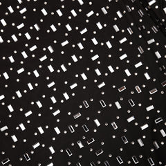 Square Rhinestone Mesh Midi Dress - Black