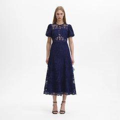 Lace Midi Dress - Navy
