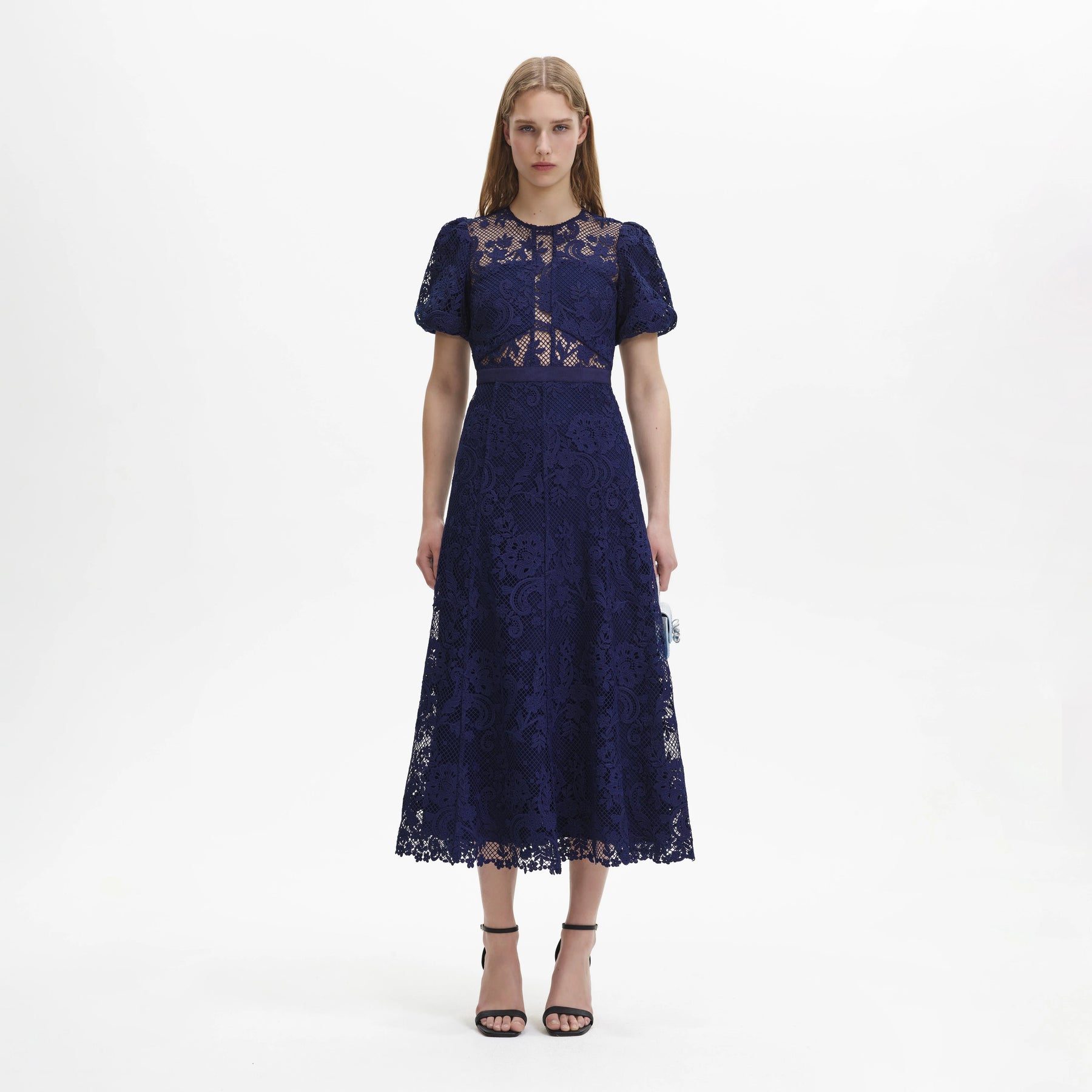 Lace Midi Dress - Navy