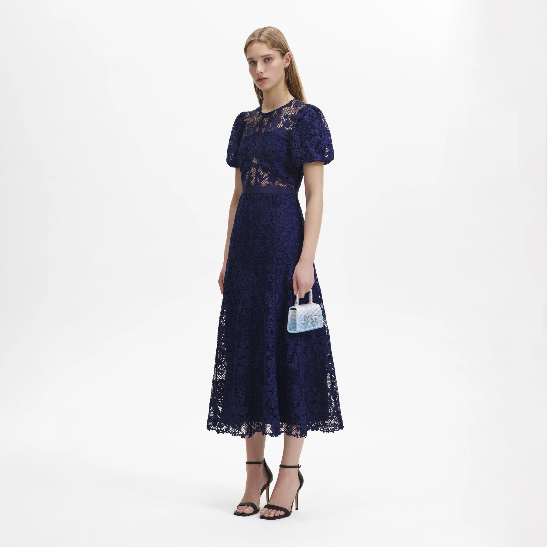 Lace Midi Dress - Navy