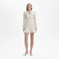 Sequin Knit Pearl Mini Dress - Cream