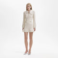 Sequin Knit Pearl Mini Dress - Cream