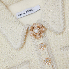Sequin Knit Pearl Mini Dress - Cream
