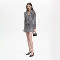 Check Boucle Tailored Mini Dress - Black