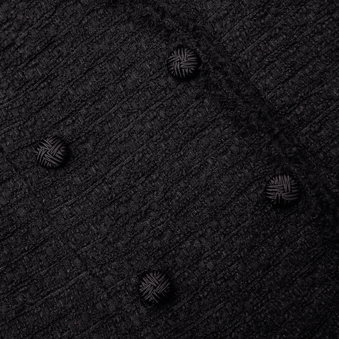 Boucle V-Neck Mini Dress - Black