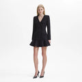 Boucle V-Neck Mini Dress - Black