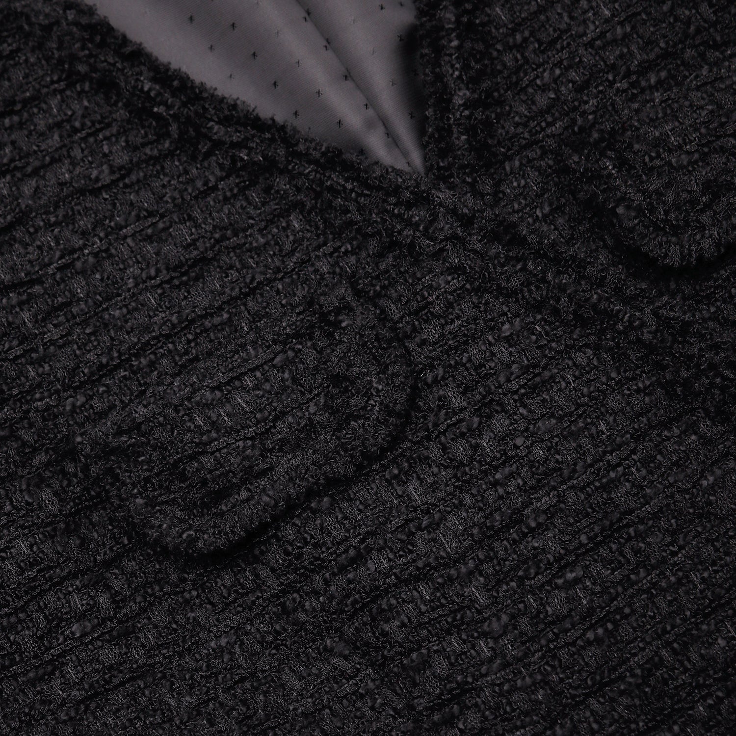 Boucle V-Neck Mini Dress - Black