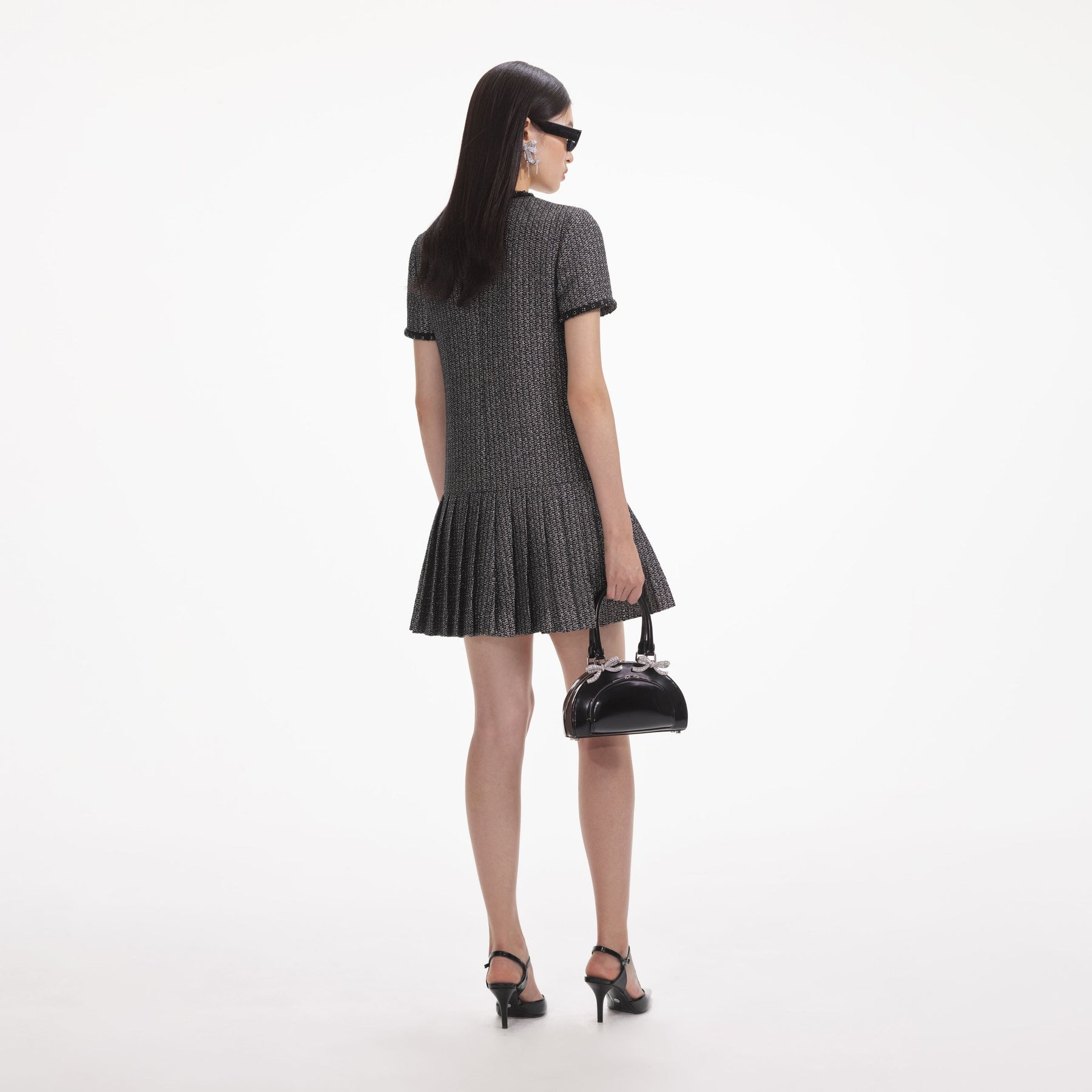 Metallic Boucle Mini Dress - Black