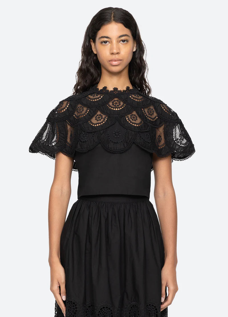 Drea Embroidery Top - Svart
