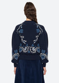 Inga Embroidery L/Slv High Neck Sweater - Navy