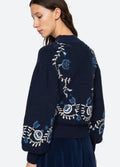 Inga Embroidery L/Slv High Neck Sweater - Navy
