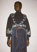Inga Embroidery L/Slv High Neck Sweater - Navy