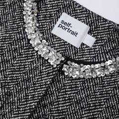 Herringbone Embellished Jacket - Black