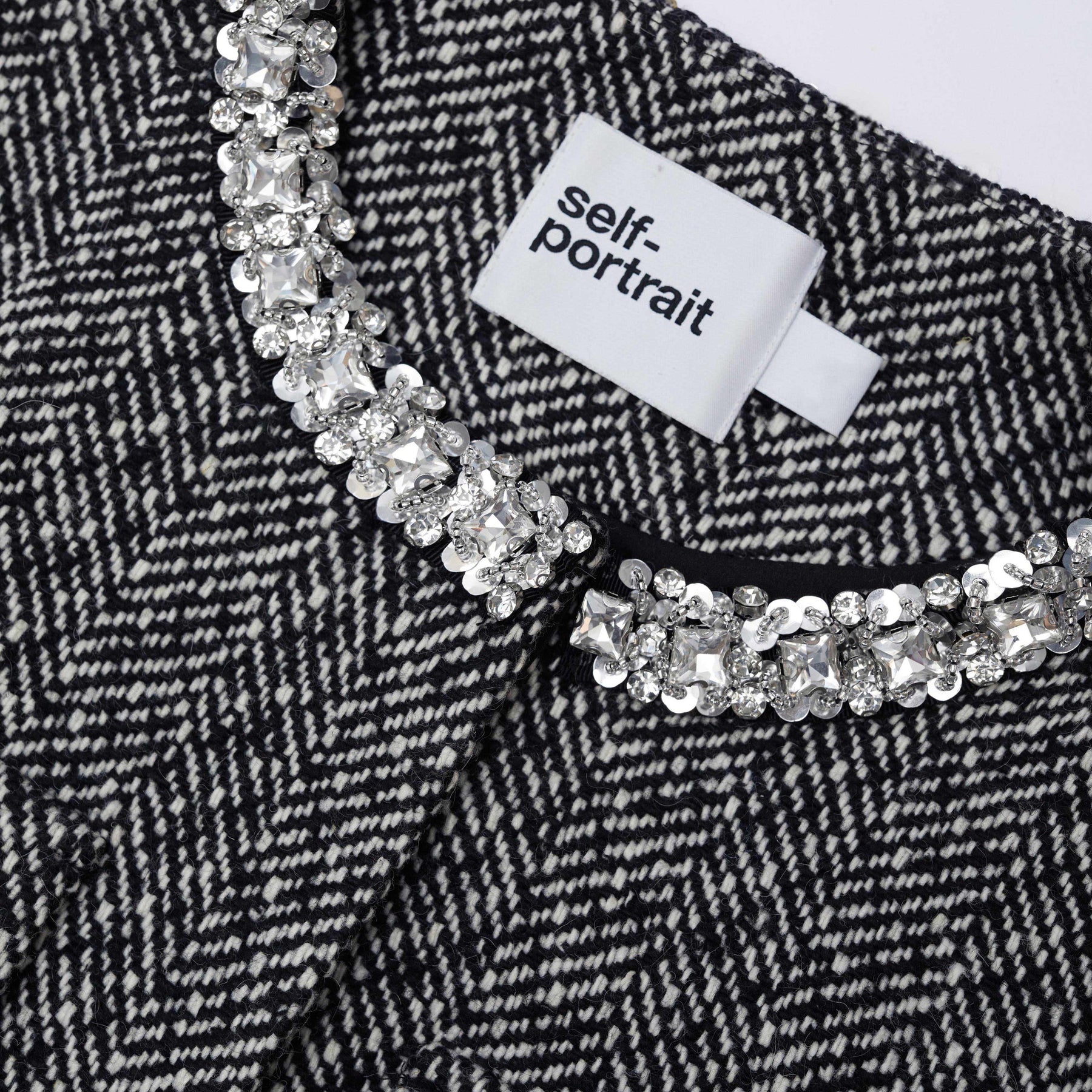 Herringbone Embellished Jacket - Black
