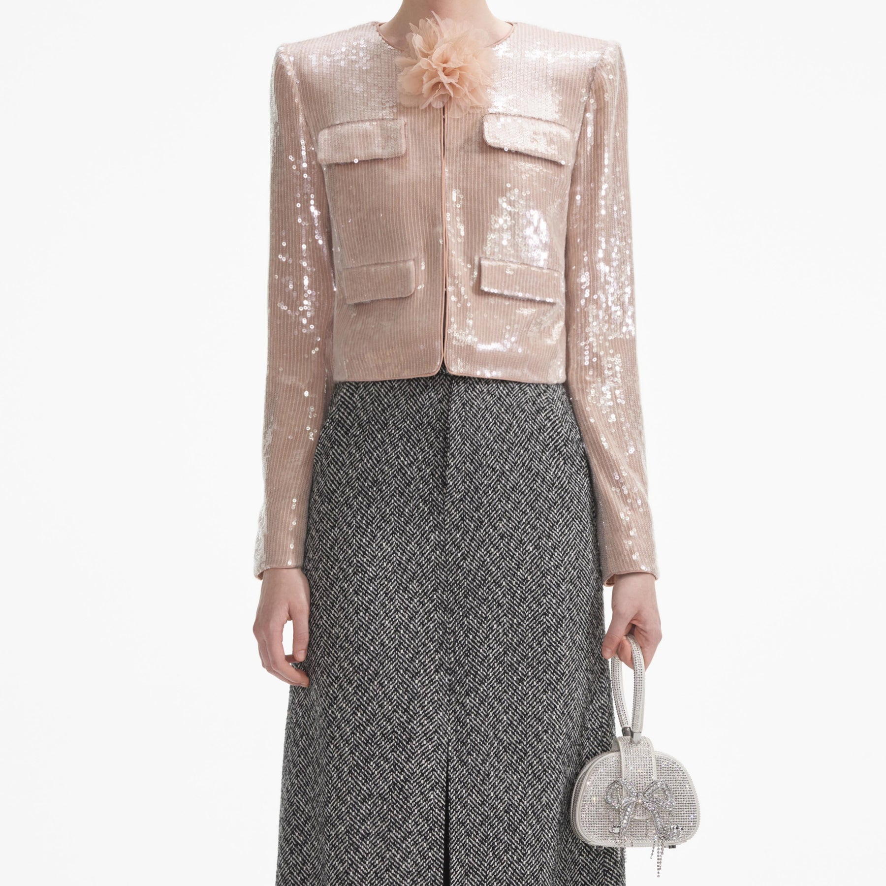 Champagne Sequin Jacket - Tan
