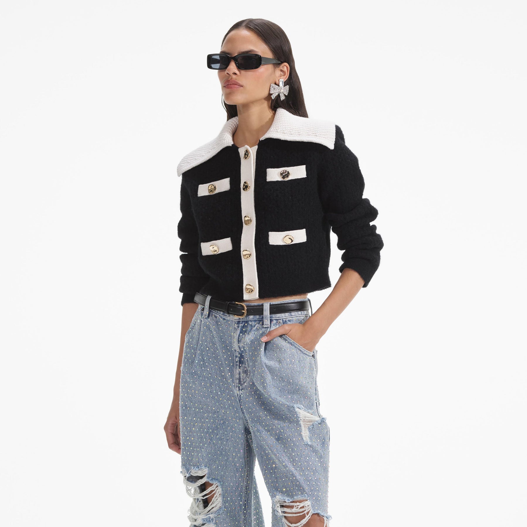 Cashmere Blend Cardigan - Black