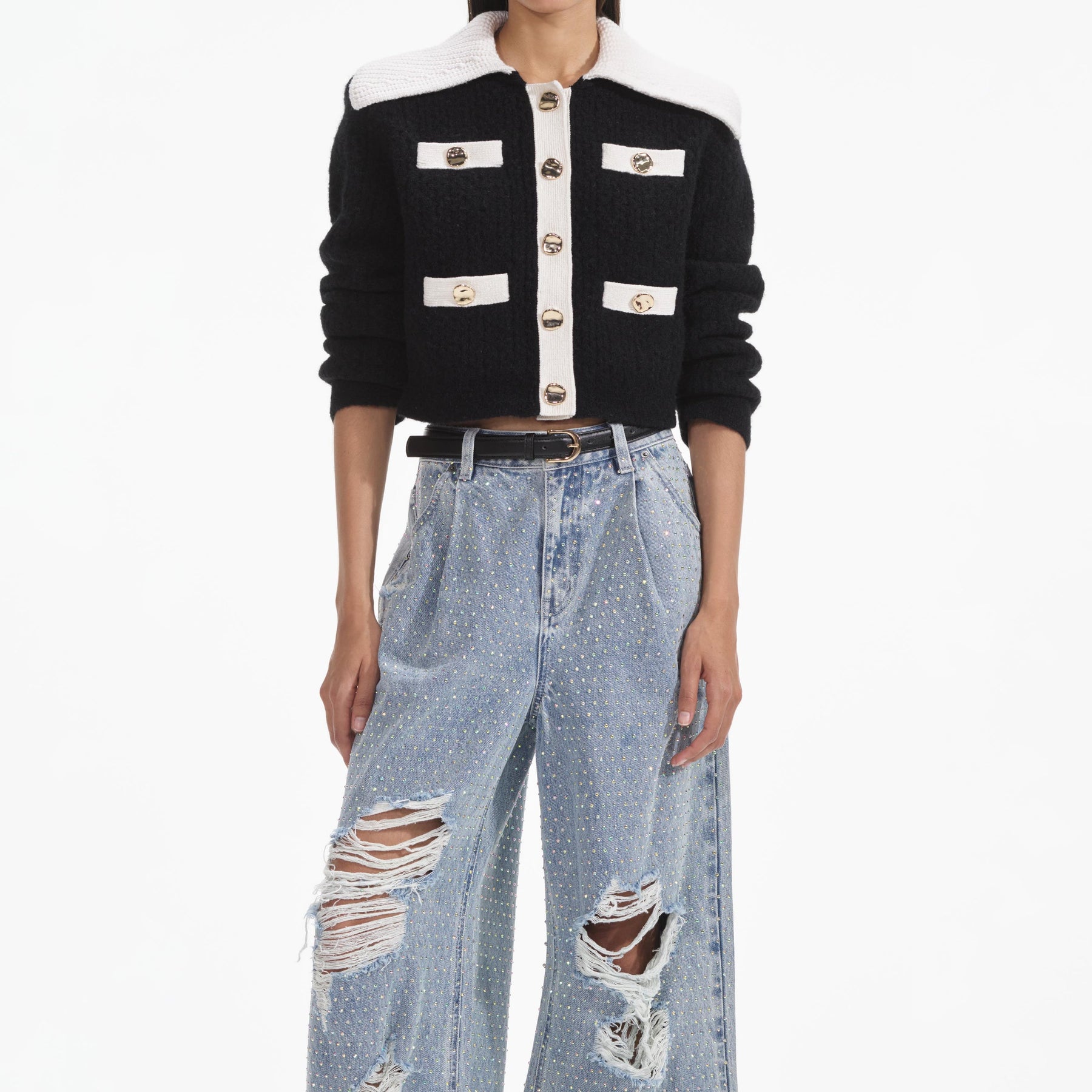 Cashmere Blend Cardigan - Black