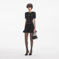 Buttoned Knit Mini Dress - Black